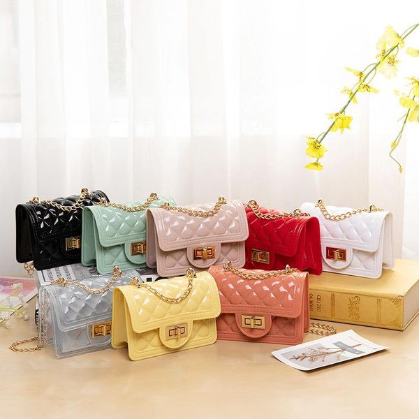 

female bag small one-shoulder jelly messenger 2021 chain mobile trend rhombic portable new mini phone hhkva