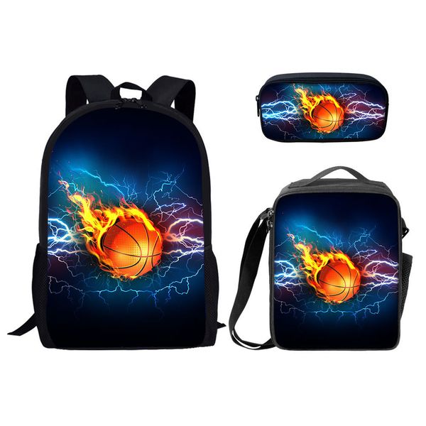 

backpack basketball children's schoolbag backpack meal pen three piece set