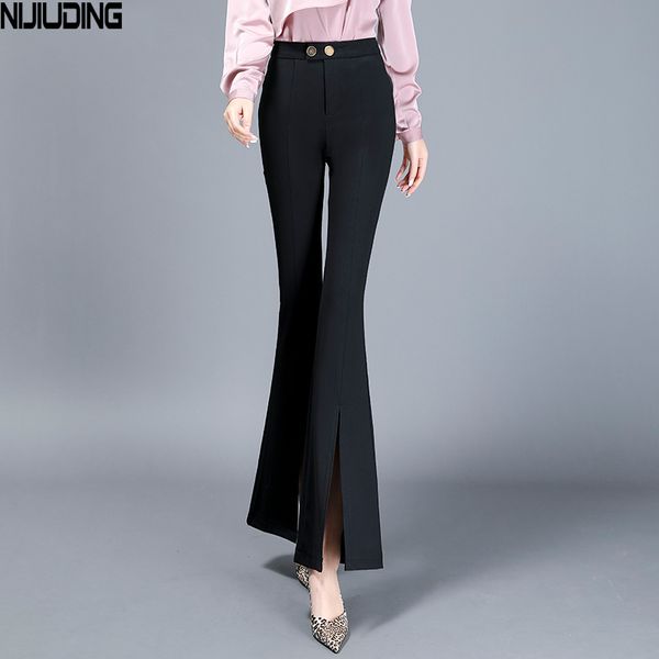 

women office ladies suit pants spring summer woman long trousers pantalon femme flare wide-leg pants 210514, Black;white