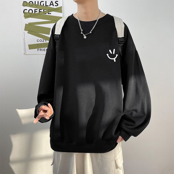 

mens sweater round neck sweater men's fashion ins spring and autumn thin loose color leisure 2021 sports cover, Black