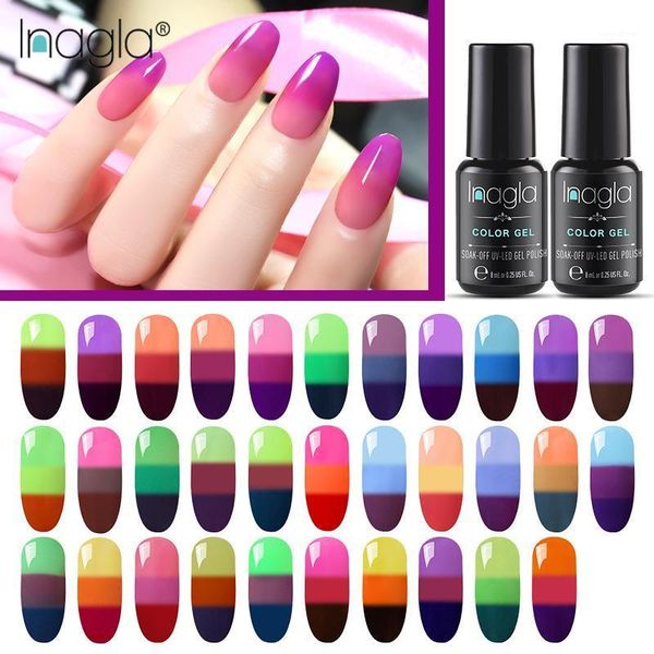 

inagla temperature change 3 color uv gel lacquer nail polish manicure thermo art mood hybrid varnish1, Red;pink