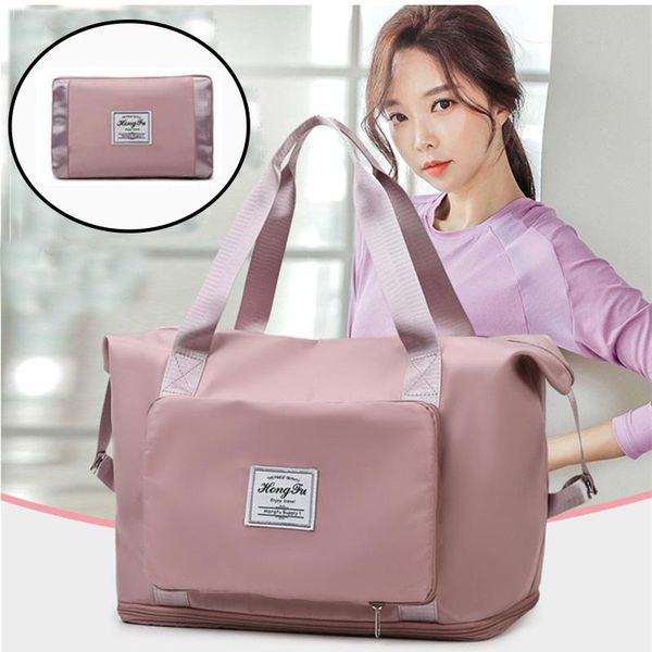 

storage bags large capacity folding travel suitcases waterproof tote handbag female women outdoor swimming yoga bag