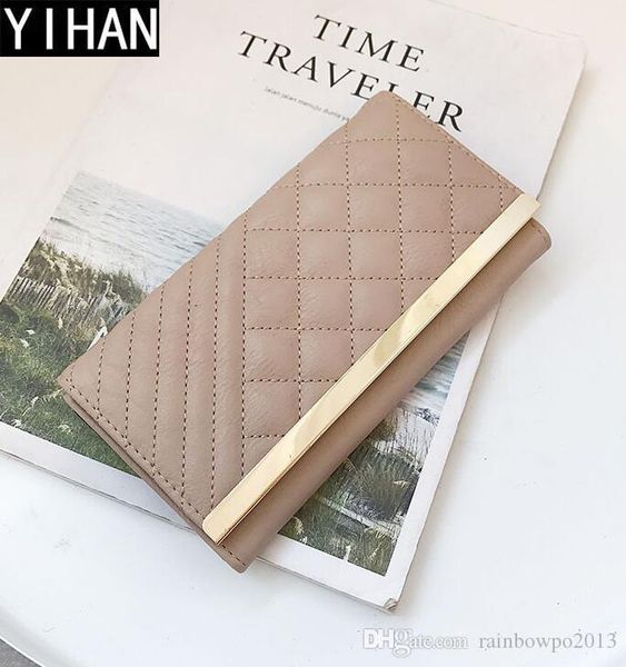 

factory wholesale women bag fashion lingge leathers long wallet flip lingges ladies wallets wild simple sewing thread embroidery leather pur, Red;black