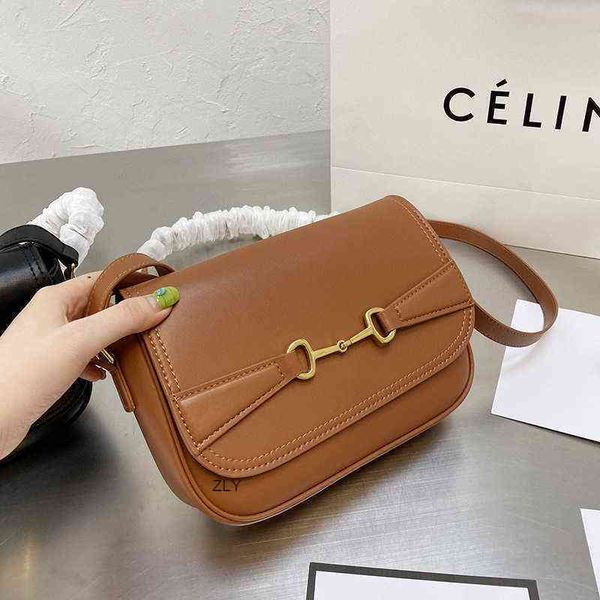 

2021 new leather saddle bag crecy medium cowhide buckle flip single shoulder messenger bagzly