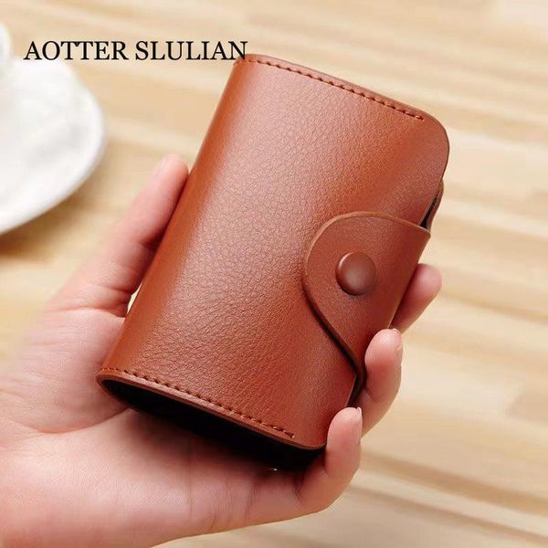 

card holders business holder men women id case wallet 15 bit bag passport cash cardholder purse leather clutch, Brown;gray