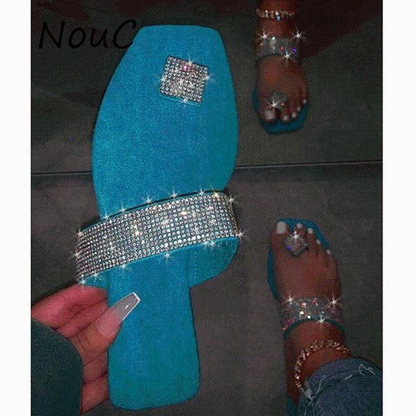 

slippers summer rhinestone slipper sandals silver women bling diamond slides female flip flops woman beach shoes size 37-42, Black