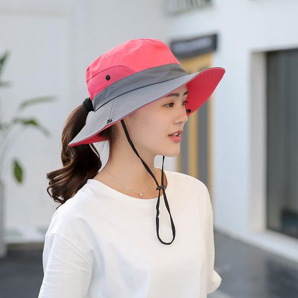 

wide brim hats parent-child summer foldable sun fisherman hat men women casual travel beach sunscreen uv protection cap v14, Blue;gray