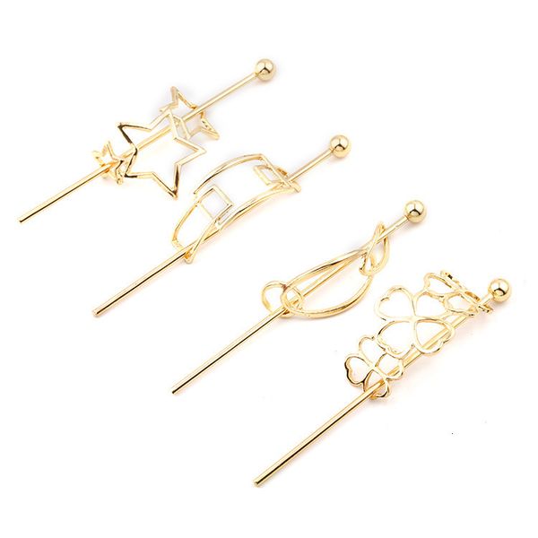 

alloy clip headdress hairpin metal simple pearl hairpin, Golden;silver