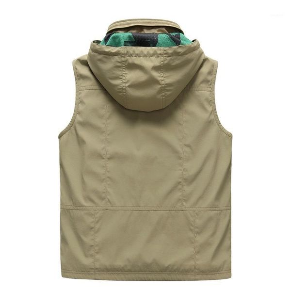 

men's jackets 1682 season vest hat multi pocket outdoor casual, Black;brown