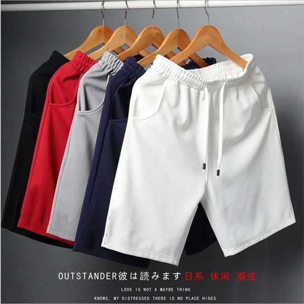 

men's shorts 2021 men casual breathable work pants pockets beach solid color sport short jogger with pocket, White;black