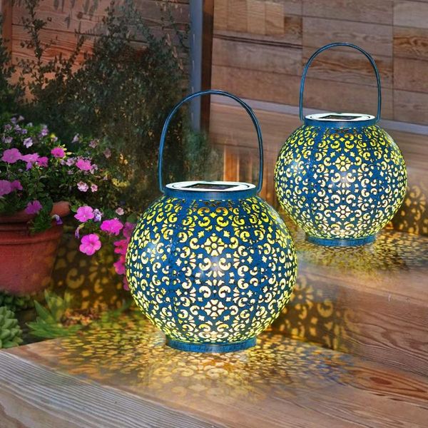 

lawn lamps hollow projection solar garden decorative led lights auto on/off waterproof lanterns outdoor hanging tablelight