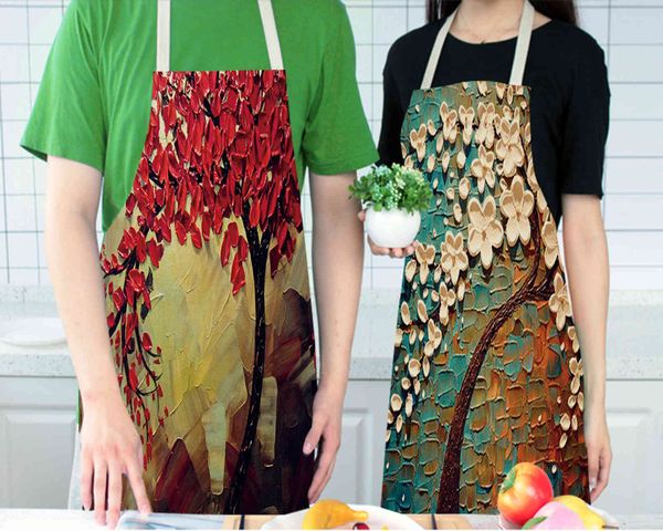 

apron cotton hemp creative plant printed branch straight 12
