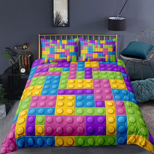 

bedding sets kids building blocks set fashoin 3d print comforter luxury  king single duvet cover home textile decor modern