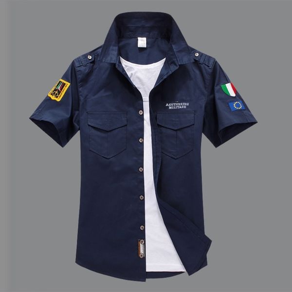 

men's embroidered short sve shirt, 100% cotton informal, cool, air force, military large cargo tank shirt, White;black