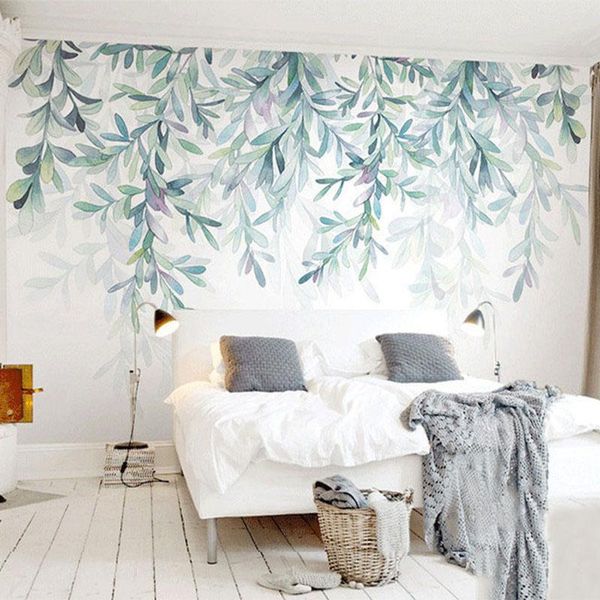 

wallpapers custom po wallpaper modern green leaves watercolor nordic style mural wall paper living room tv bedroom 3d fresco home decor