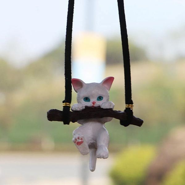 

car interior decoration cute climbing cat pendant auto rearview mirror hanging ornament birthday gift styling accessories decorations