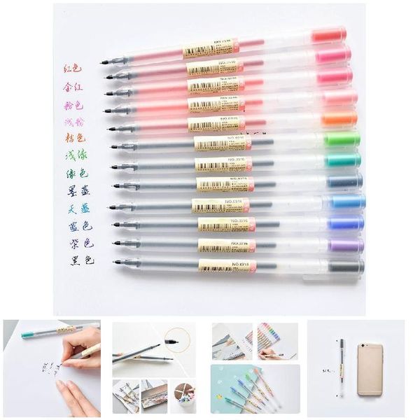 

gel pens pen 12 colors ink 0.5mm simple style stationery office school supplies student gifts writting tool