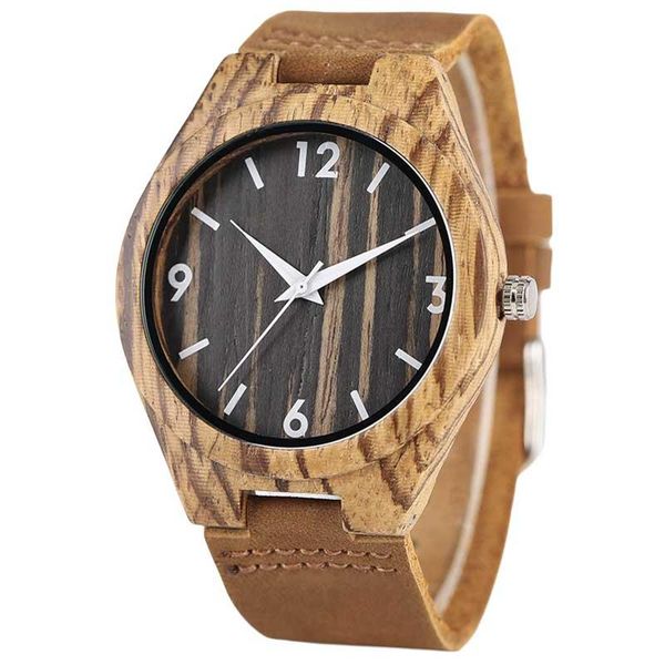 

wristwatches gifts creative stripe dial wooden watch male fashion bamboo analog quartz wristwatch time genuine leather natural wood cloc, Slivery;brown