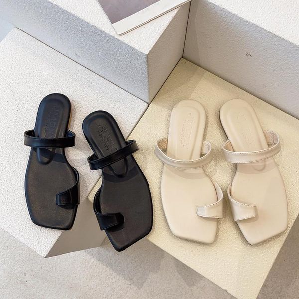 

slippers 2021 women girls flat bohemian style shoes woman casual sandals flip flops beach zapatos de mujer, Black