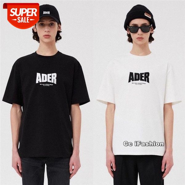 

ader error letter embroidered short sleeve korean t-shirt logo loose simple basic half #md7l, White