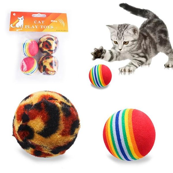 

cat toys 4pcs/pack interactive ball toy play chewing rattle scratch training catch pet kitten exrecise balls