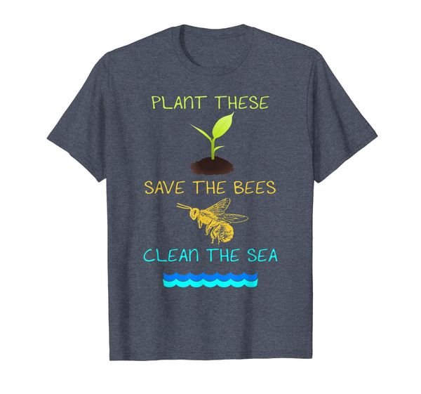 

plant these save the bees clean sea, flowers seas bee tshirt, White;black