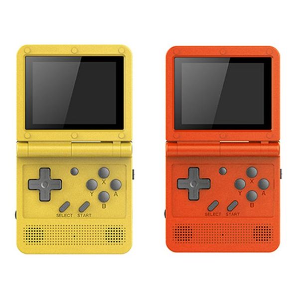 

powkiddy 2set v90 portable 3-inch ips screen flip 3d game console dual open system 15 simulators, yellow & red players
