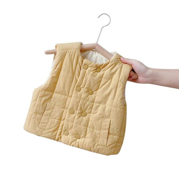 

solid color cotton vest windproof warm waistcoat autumn and winter girls boys children's clothing, Camo