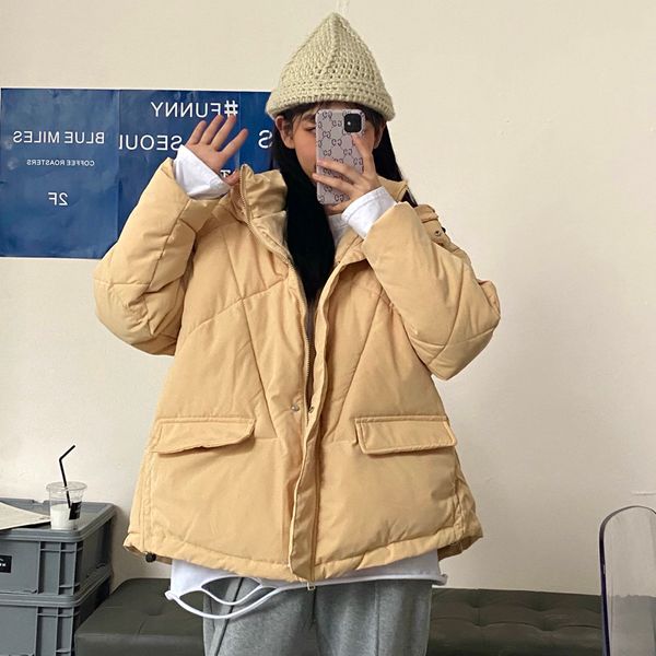 

4 colors 2021 women winter coat long sleeve stand collar women short winter warm jacket feminino cotton coat (c08802), Black;brown