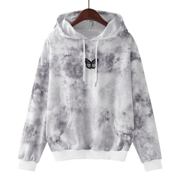 

women's hoodies & sweatshirts korean fashion womne hooded butterfly print winter clothes women long sleeve tracksuit female clothing, Black