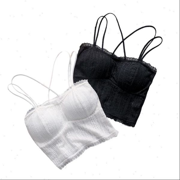 

lace with chest women camis pad sweet casual camisoles vest lingerie tube underwear streetwear femme, White