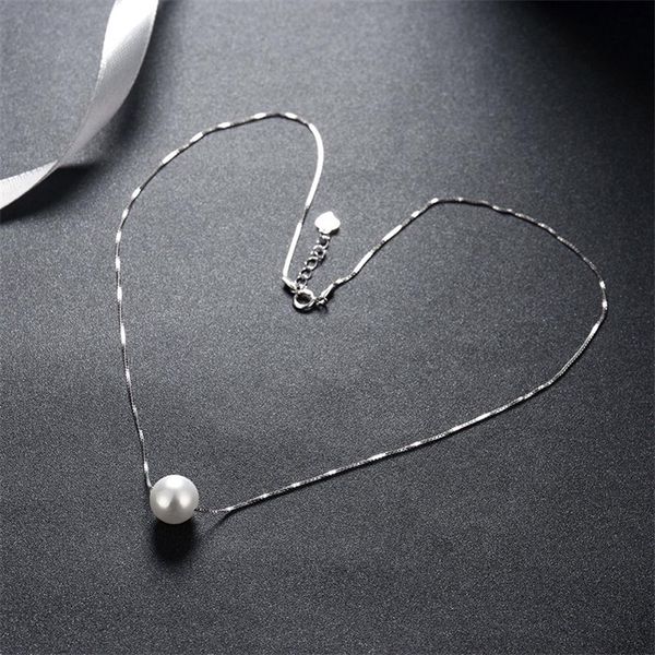 

prevent allergy 925 sterling silver link chain pearl charm pendant necklace women choker party jewelry statement collar dz641