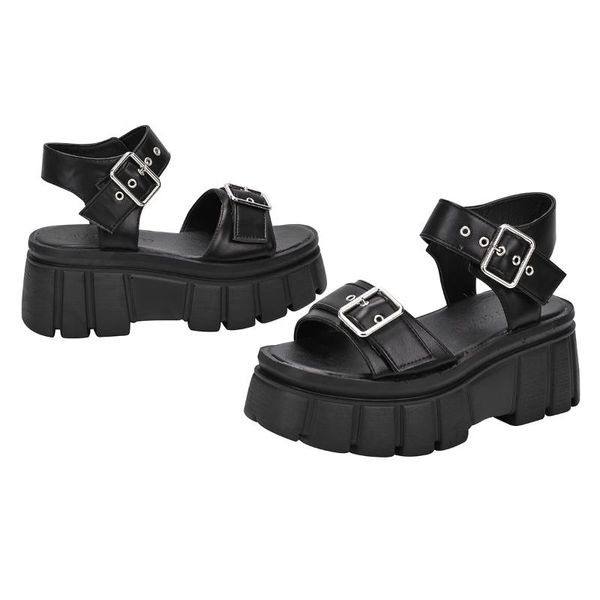 

buckle universal platform sandals for women dress shoes, Black