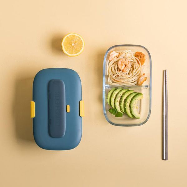 

bento glass lunch box container it can be heated by microwave oven thermal insulation of dinnerware sets