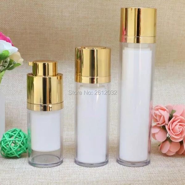 

storage bottles & jars gold silver pump head rotating cosmetic bottle double lifting vacuum lotion color 15ml 30ml 50ml f20211884