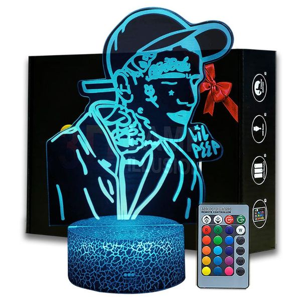 

night lights american rapper lil peep led light for home decoration colorful nightlight gift fans drop 3d lamp celebrity
