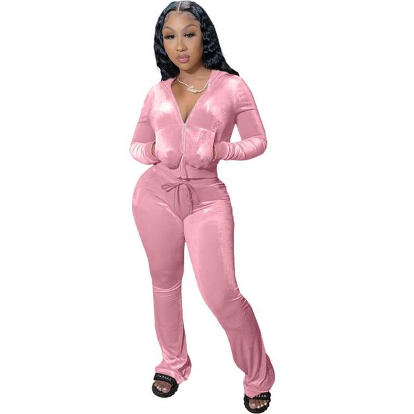 

women's two piece pants 2021 winter women casual set hooded jacket coat and long velvet sportsuit clothes for outfit, White