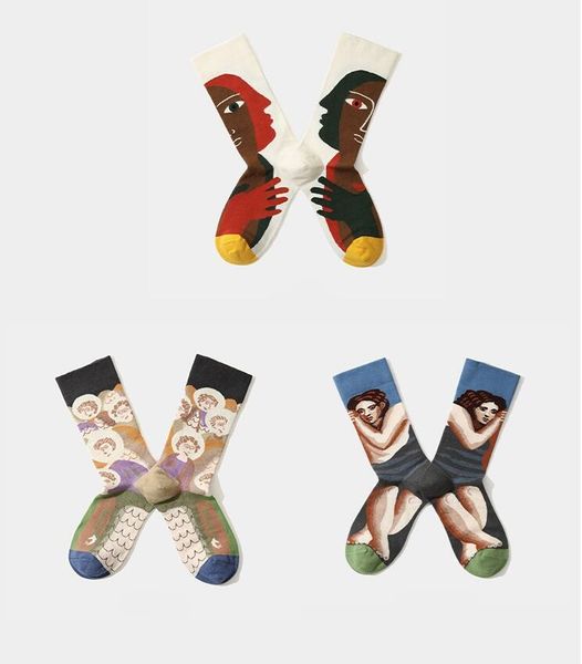 

yuppie hip hop socks european american french jacquard personality parkour skateboard charm knee stockings paradise lovers natural water hea, Black;white