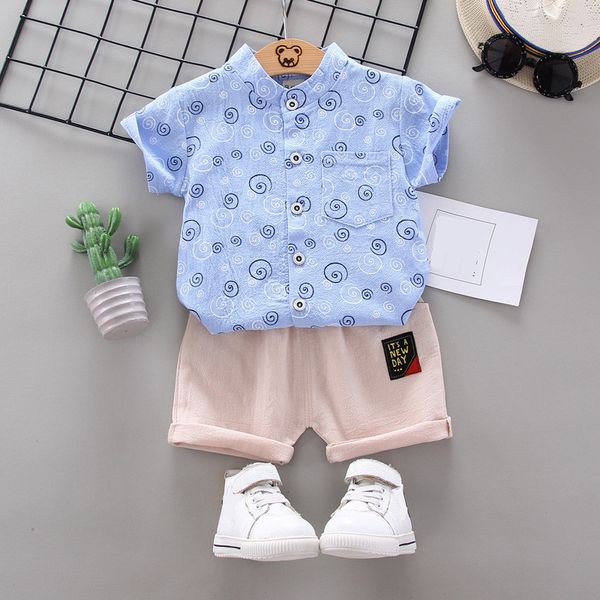 

boy baby summer clothing clothes boy sets casual printed shirt + kids shorts 2 piece children sets, White