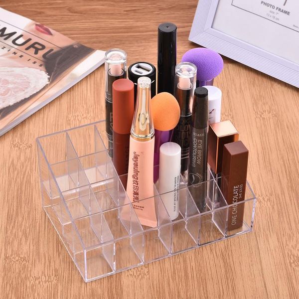 

grid lipstick rack consolidation box plastic cosmetic storage transparent acrylic organizer jewelry home drawers eyelash curler