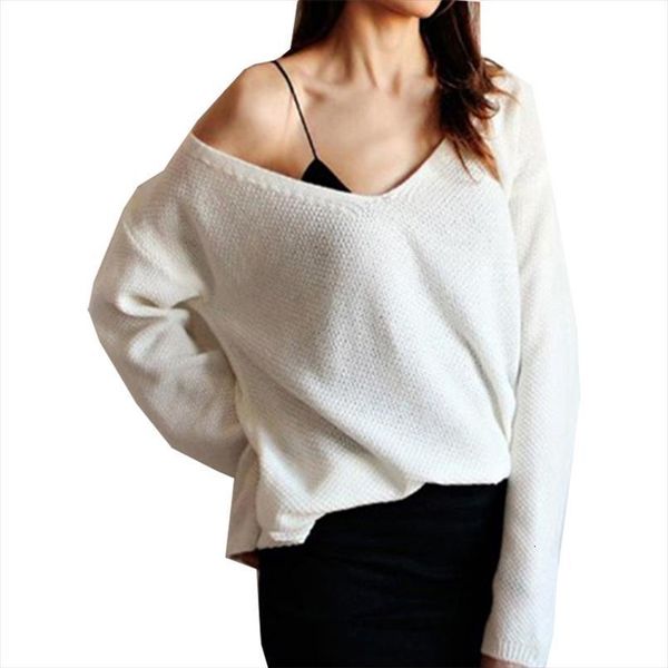 

women quick sell womens sweater v neck solid color loose knit and pullovers europe the united states vestidosmmy69202, White;black