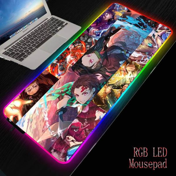

mouse pads & wrist rests xgz demon slayer kimetsu no yaiba anime gaming rgb large mousepad led lighting usb keyboard desk pad mice mat for l