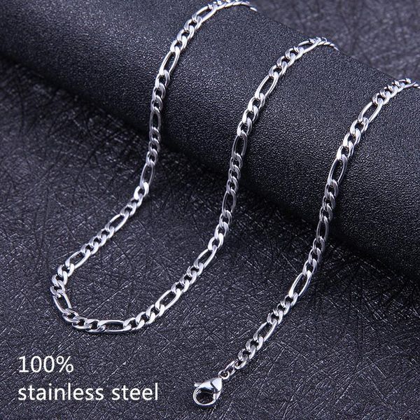 

100% stainless steel 4mm chain necklace for men and women fashion jewelry link gift length 20-28inches zc005 chains, Silver