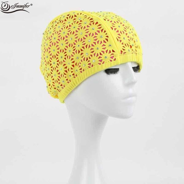 

women's swimming cap pure color inlaid diamond multi-color optional non-waterproof caps
