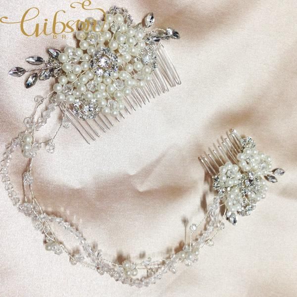 

hair clips & barrettes clear rhinestone and pearl floral vine comb bridal headband wedding, Golden;silver