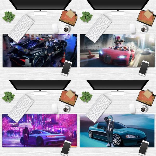 

mouse pads & wrist rests anime cute girl car rubber gaming mousepad desk mat table protect gamer office work large pad mats non-slip laptop
