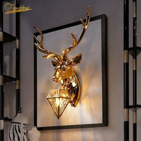 

wall lamp modern antler creative lamps american vintage deer lights living room bedroom bedside sconce