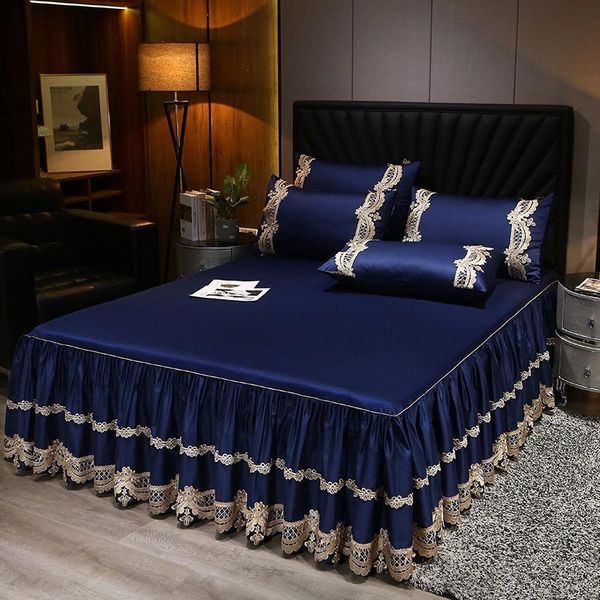 

bedding sets 60s satin cotton bed cover american style bedspread pure non-slip sheet skirt