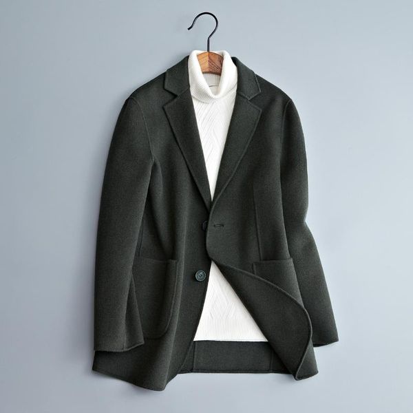 

men's wool & blends 2021 arrival winter jacket men blazer fashion casual thicken coat men,british style, Black