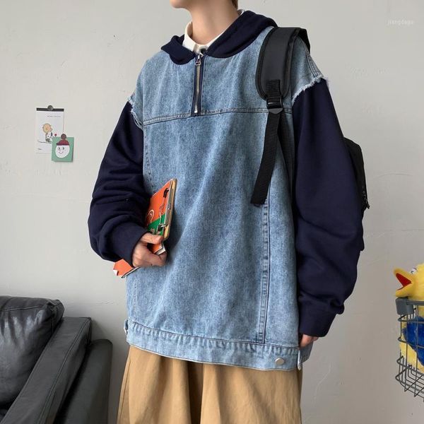 

men's jackets 2021 men jeans jacket coats casual windbreaker pockets overalls bomber hip hop streetwear man clothing outwear, Black;brown